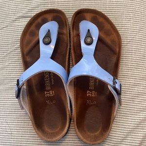 Blue Birkenstock gizeh sandals